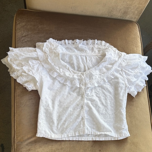Vintage Ivory Ruffled Blouse - Picture 1 of 9